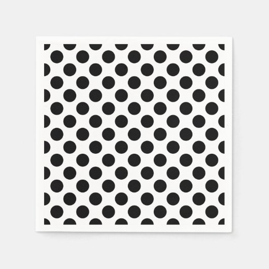 Zwart op wit groot formaat polka dots papier servet (Voorkant)