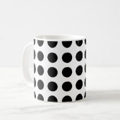 Zwart op Wit Groot Grootte Horizontale Polka Dots Koffiemok (Voorkant links)