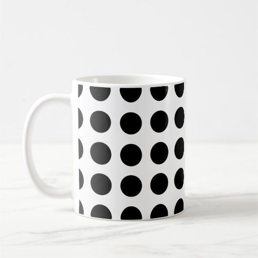 Zwart op Wit Groot Grootte Horizontale Polka Dots Koffiemok (Links)