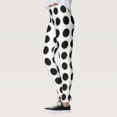 Zwart op Wit Groot Grootte Horizontale Polka Dots Leggings (Links)