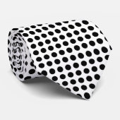 Zwart op Wit Groot Grootte Horizontale Polka Dots Stropdas (Opgerold)