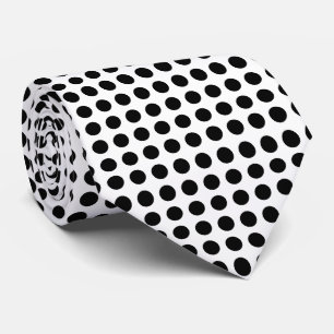 Zwart op Wit Groot Grootte Horizontale Polka Dots Stropdas