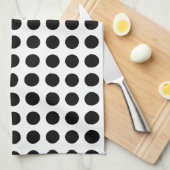 Zwart op Wit Groot Grootte Horizontale Polka Dots Theedoek (Quarter Fold)