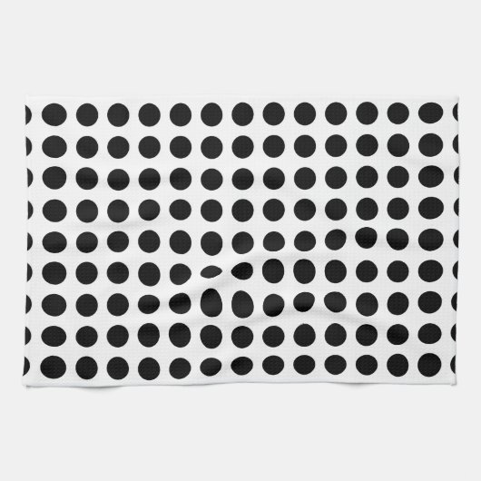 Zwart op Wit Groot Grootte Horizontale Polka Dots Theedoek (Horizontaal)