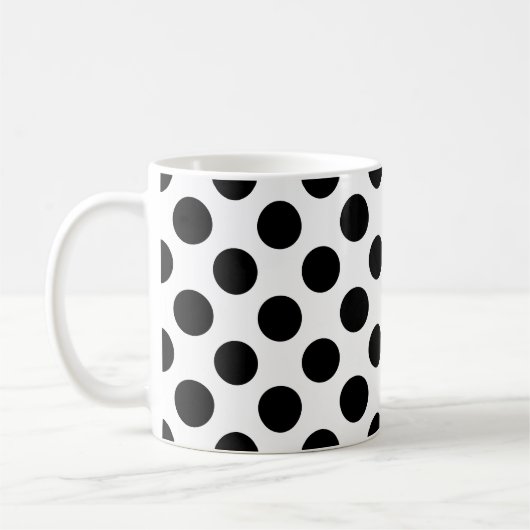 Zwart op Wit Groot Grootte Polka Dots Patroon Koffiemok (Links)