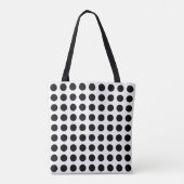 Zwart op Wit Groot Horizontaal Polka-Stippenpatroo Tote Bag (Achterkant)