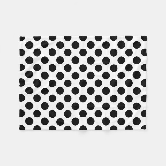 Zwart op wit grote grootte polka stippen fleece deken (Voorkant (Horizontaal))