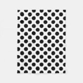 Zwart op wit grote grootte polka stippen fleece deken (Voorkant)