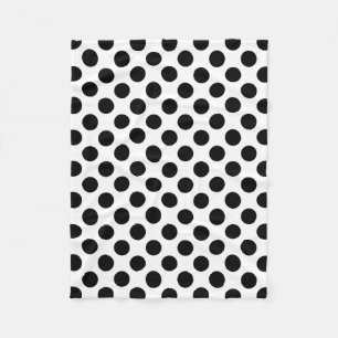 Zwart op wit grote grootte polka stippen fleece deken