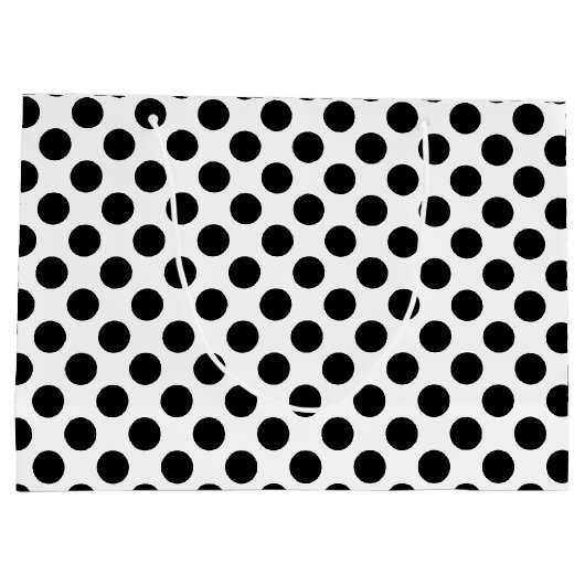 Zwart op wit grote grootte polka stippen groot cadeauzakje (Achterkant)
