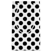 Zwart op wit grote grootte polka stippen klein cadeauzakje (Voorkant)