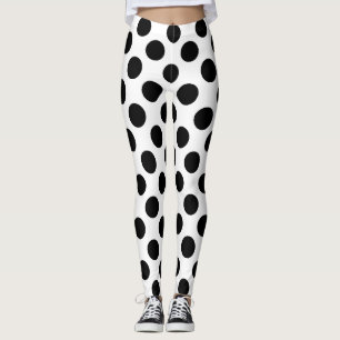 Zwart op wit grote grootte polka stippen leggings