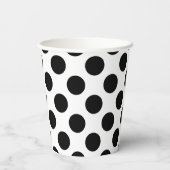 Zwart op wit grote grootte polka stippen papieren bekers (Achterkant)