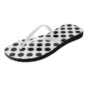 Zwart op wit grote grootte polka stippen teenslippers (Schuin)