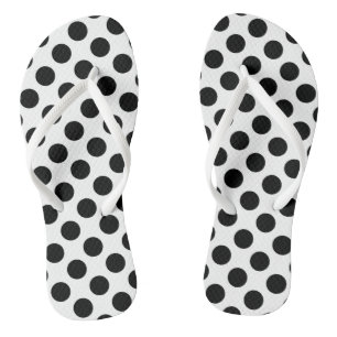 Zwart op wit grote grootte polka stippen teenslippers