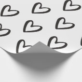 Zwart op wit handgetekende harten cadeaupapier (Hoek)