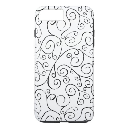 Zwart op wit handschilderd valpatroon Case-Mate iPhone case (Achterkant)