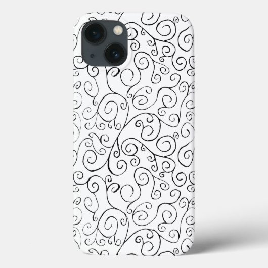Zwart op wit handschilderd valpatroon Case-Mate iPhone case (Achterkant)