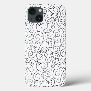 Zwart op wit handschilderd valpatroon Case-Mate iPhone case