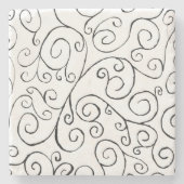 Zwart op wit handschilderd valpatroon stenen onderzetter (Voorkant)