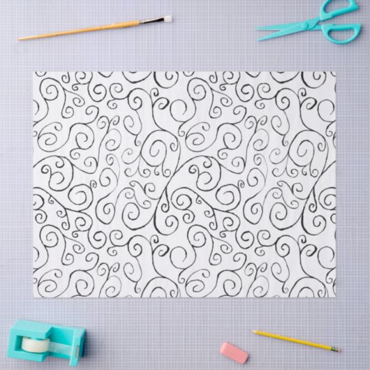 Zwart op wit handschilderd valpatroon tissuepapier (Craft)