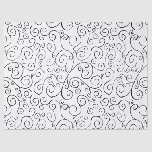 Zwart op wit handschilderd valpatroon tissuepapier (Voorkant)