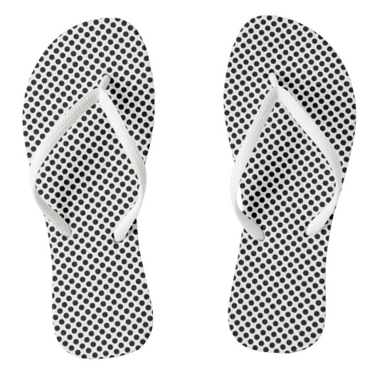 Zwart op Wit Klein Grootte Polka Dots Teenslippers (Voetbed)