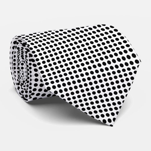 Zwart op Wit Medium Size Horizontale Polka Dots Stropdas (Opgerold)