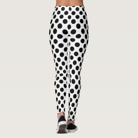 Zwart op Wit Medium Size Polka Dots Leggings (Achterkant)