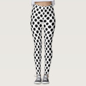Zwart op Wit Medium Size Polka Dots Leggings (Voorkant)