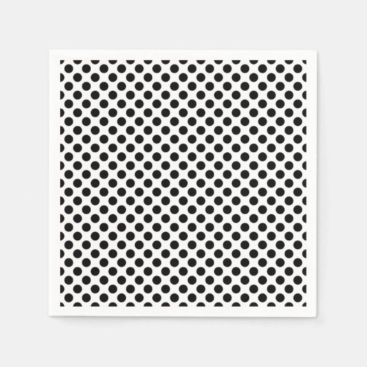 Zwart op Wit Medium Size Polka Dots Papier Servet (Voorkant)