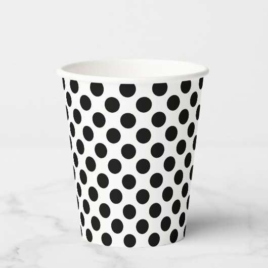 Zwart op Wit Medium Size Polka Dots Papieren Bekers (Voorkant)