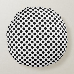 Zwart op Wit Medium Size Polka Dots Rond Kussen