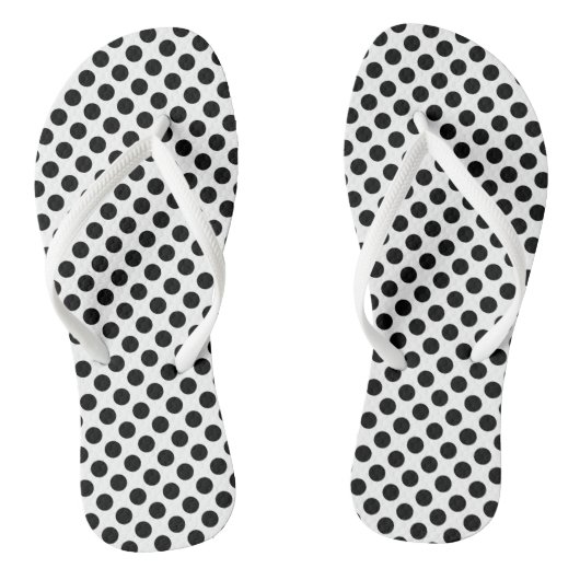 Zwart op Wit Medium Size Polka Dots Teenslippers (Voetbed)