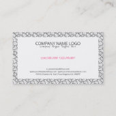 Zwart op wit modern patroon visitekaartje (Achterkant)