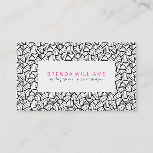 Zwart op wit modern patroon visitekaartje (Voorkant)