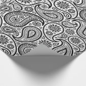 Zwart op wit  paisleypatroon cadeaupapier (Hoek)
