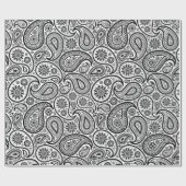 Zwart op wit  paisleypatroon cadeaupapier (Vlak)