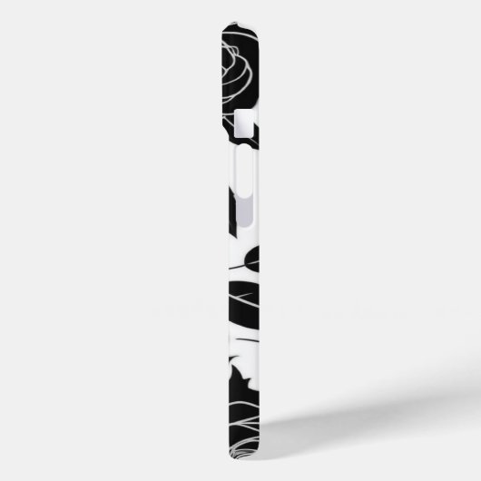 Zwart op Wit Rose Bloem Patroon Case-Mate iPhone Case (Achterkant / Links)