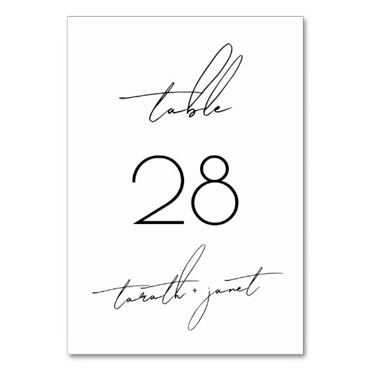 Zwart op wit Script Stijlvolle bruiloft Kaart (Voorkant)