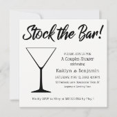 Zwart op wit Script Stock de Bar Couples Douche Kaart (Voorkant)
