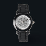 Zwart op wit standaardpatroon horloge<br><div class="desc">Zwart mandala patroon boven witte achtergrond. Neem contact met me op als je een andere kleurencombinatie nodig hebt.</div>
