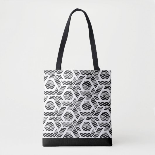 Zwart op wit stip geometrisch patroon tote bag (Voorkant)