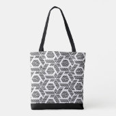 Zwart op wit stip geometrisch patroon tote bag (Achterkant)