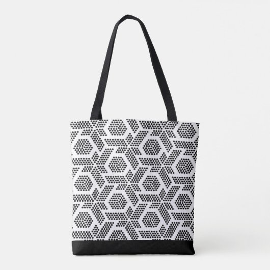 Zwart op wit stip geometrisch patroon tote bag (Achterkant)