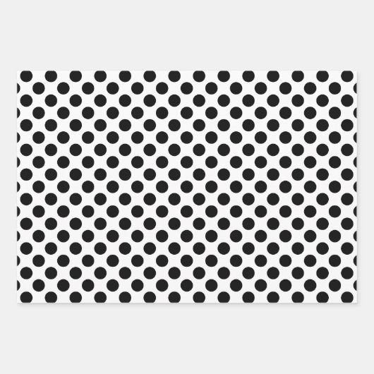 Zwart op Wit Verschillende maten Polka Dots Inpakpapier Vel (Voorkant 2)