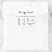 Zwart op wit Voedsel Veiligheid Allergie Alert Ronde Sticker (Tas)