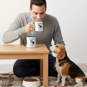 Zwart op Witte Beagle en Koffie PERSONALISEER Mok