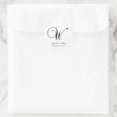 Zwart op Witte Decoratieve Script Monogram W Ronde Sticker (Tas)