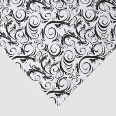 Zwart op witte Floral Wisps, Stripes en Monogram Tissuepapier (Detail)